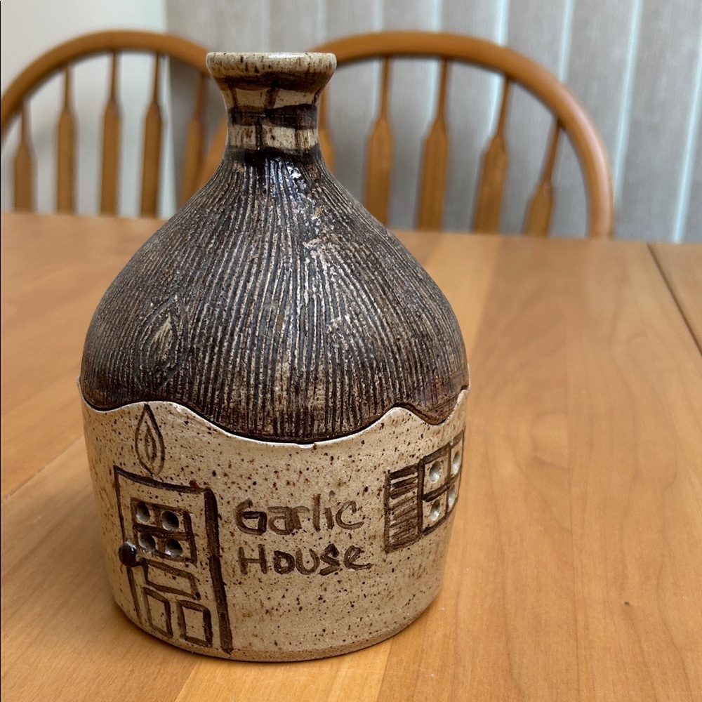 Reserved for Paula, Brown and Tan Ceramic Garlic Keeper